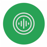 Ein weißes Frequenzicon auf einem grünen Kreis